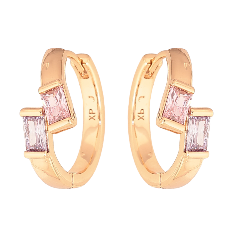 Сережки Xuping колір Позолота 18К колечка "Візерунок з кольоровими кристалами" фото №1