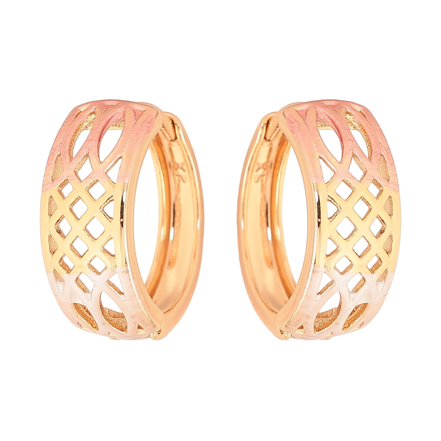 Серьги Xuping цвет Позолота 18К колечки "Узор с покраской эмалью" фото №1