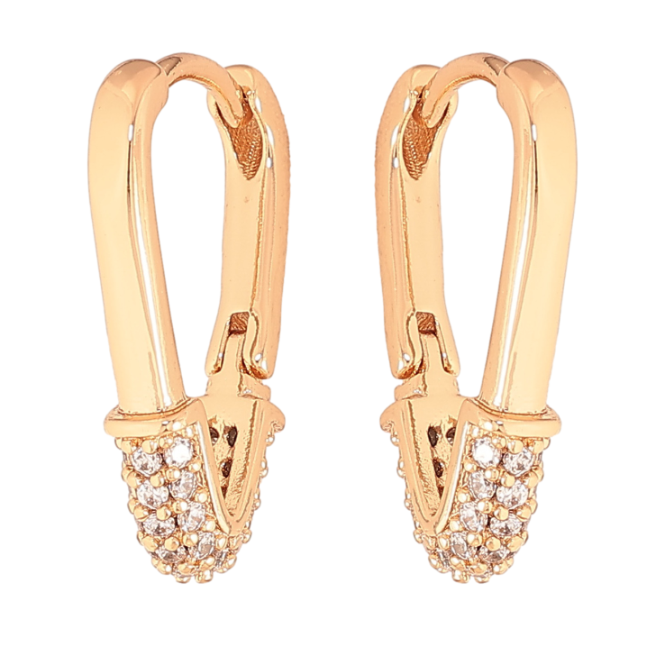 Серьги Xuping цвет Позолота 18К колечки "Узор с инкрустацией кристаллами" фото №2