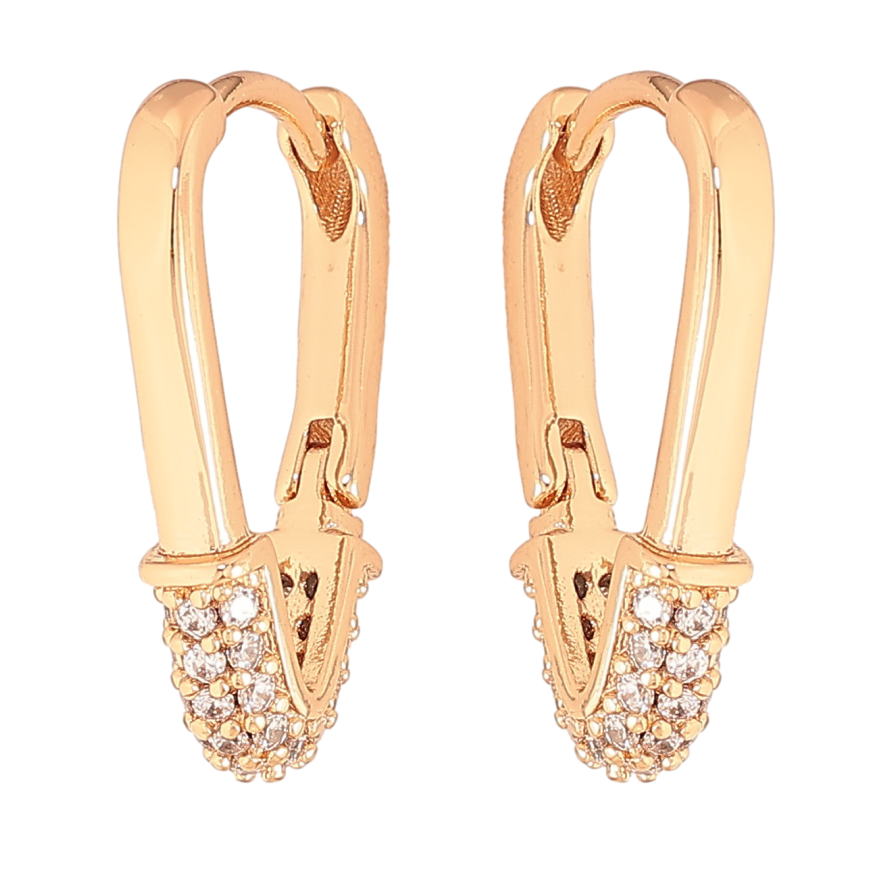 Серьги Xuping цвет Позолота 18К колечки "Узор с инкрустацией кристаллами" фото №1