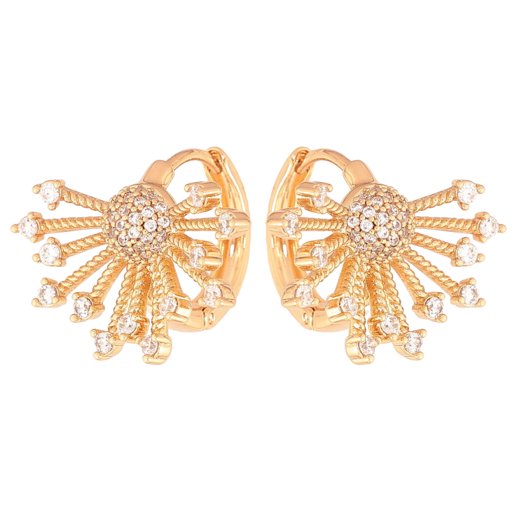 Серьги Xuping цвет Позолота 18К колечки "Узор с кристаллами" фото №23