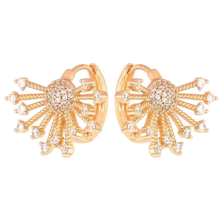 Сережки Xuping колір Позолота 18К колечка "Візерунок з кристалами" фото №7