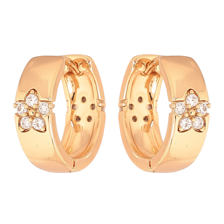 Серьги Xuping цвет Позолота 18К колечки "Узор кристальные цветочки" фото №18