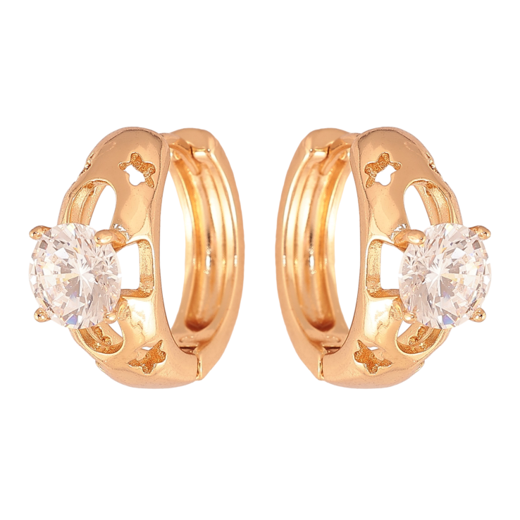 Сережки Xuping колір Позолота 18К колечка "Візерунок з кристалами" фото №20