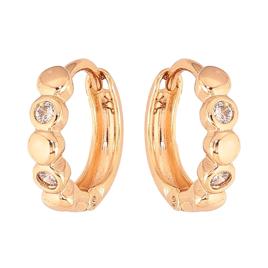 Серьги Xuping цвет Позолота 18К колечки "Узор с кристаллами" фото №1 Серьги Xuping цвет Позолота 18К колечки "Узор с кристаллами" фото №1