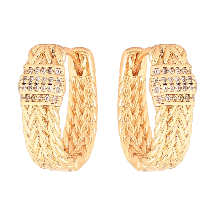 Серьги Xuping цвет Позолота 18K колечки "Узор с кристаллами" фото №19