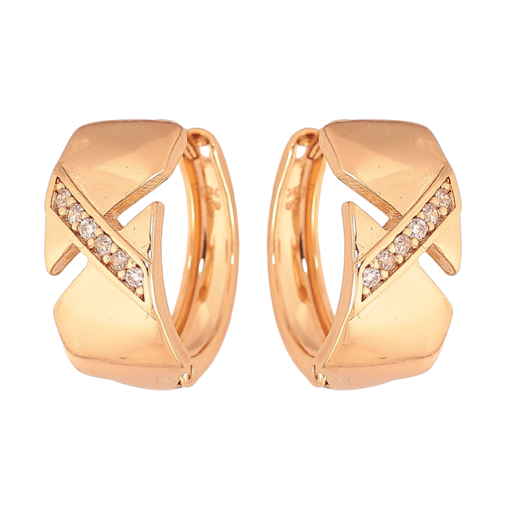 Сережки Xuping колір Позолота 18К колечка "Візерунок з кристалами" фото №15