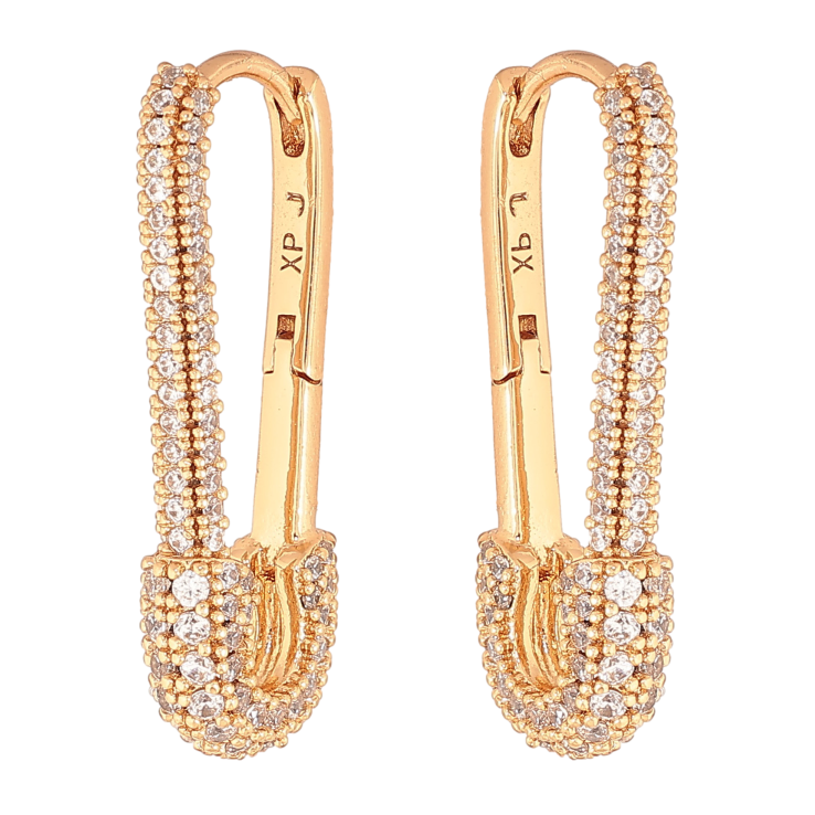 Серьги Xuping цвет Позолота 18K колечки "Булавки с инкрустацией кристаллами" фото №4