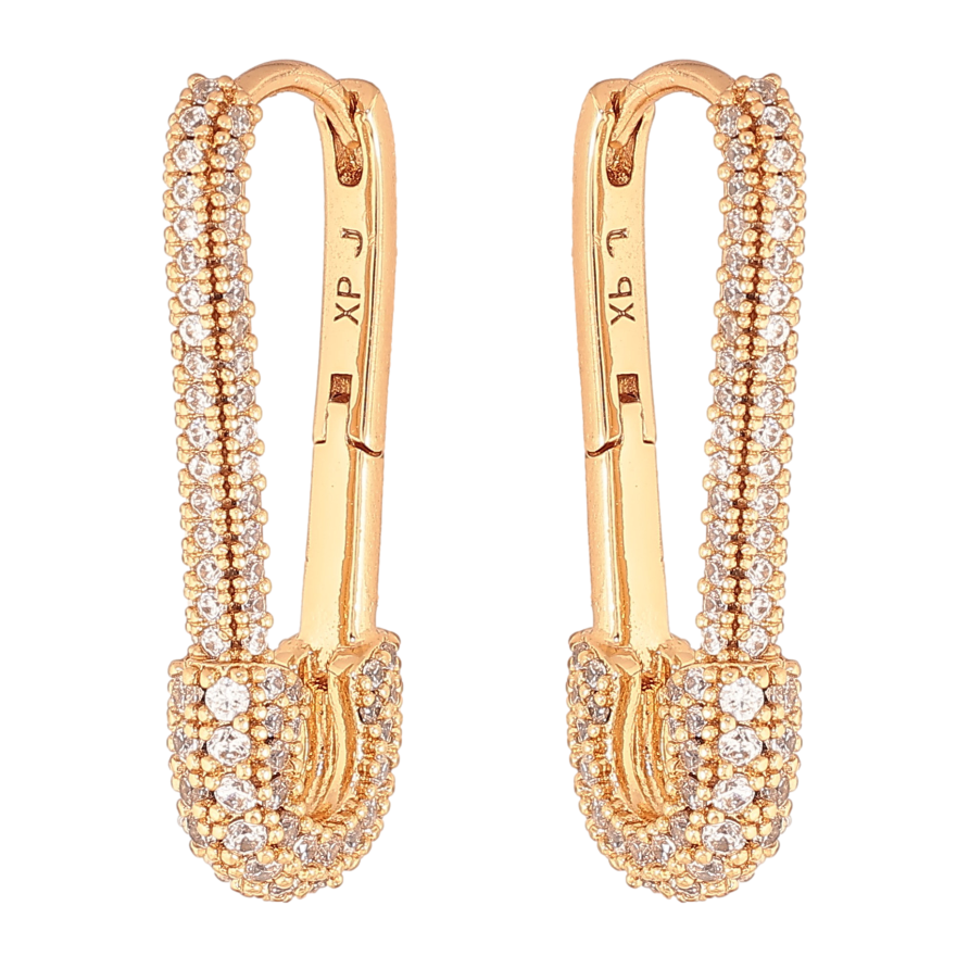 Серьги Xuping цвет Позолота 18K колечки "Булавки с инкрустацией кристаллами" фото №1