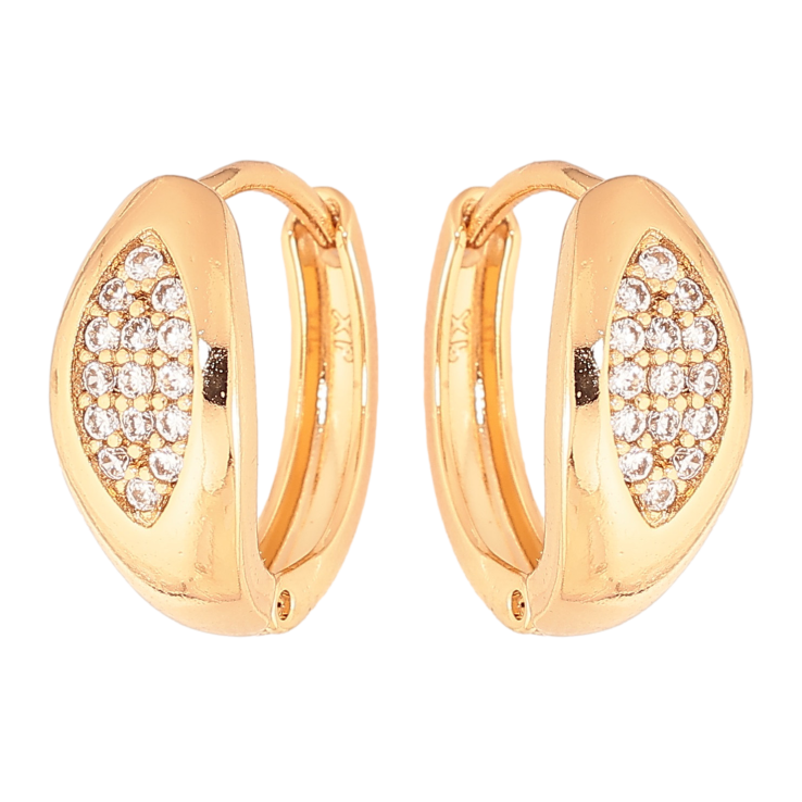 Серьги Xuping цвет Позолота 18K колечки "Узор с кристаллами" фото №11