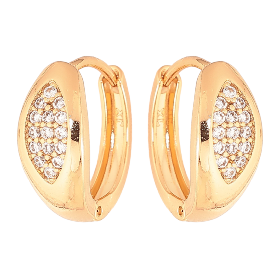 Серьги Xuping цвет Позолота 18K колечки "Узор с кристаллами" фото №1