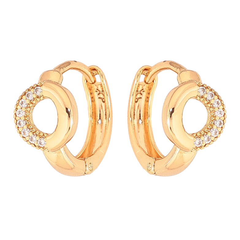 Серьги Xuping цвет Позолота 18К колечки "Узор с кристаллами" фото №2