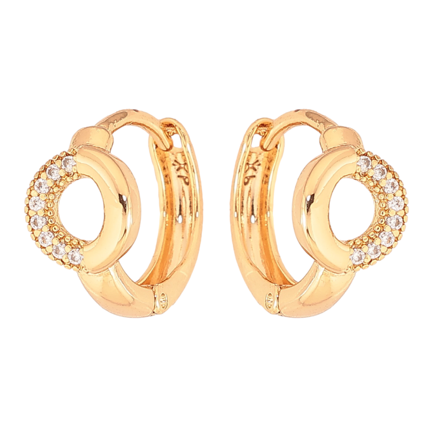 Серьги Xuping цвет Позолота 18К колечки "Узор с кристаллами" фото №1