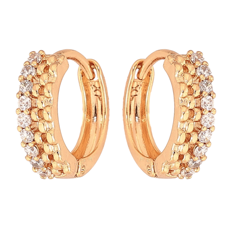 Серьги Xuping цвет Позолота 18К колечки "Узор с кристаллами" фото №25