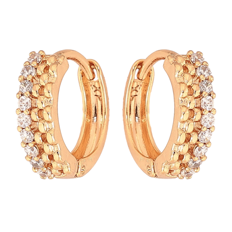 Серьги Xuping цвет Позолота 18К колечки "Узор с кристаллами" фото №1