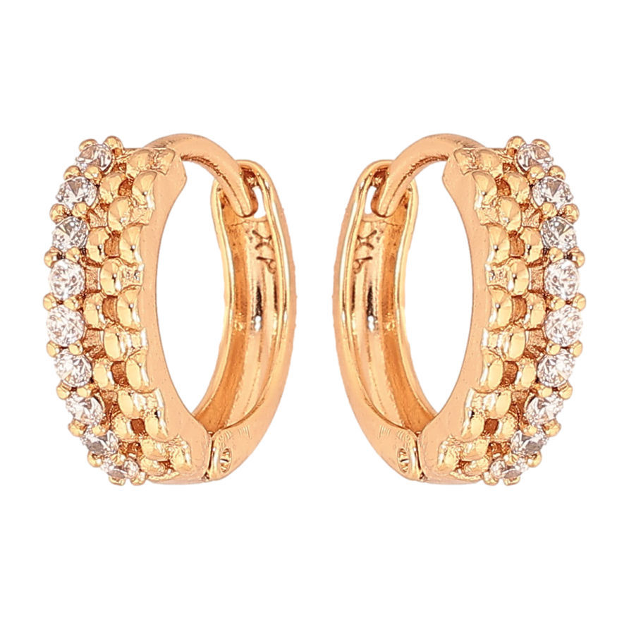 Серьги Xuping цвет Позолота 18К колечки "Узор с кристаллами" фото №1