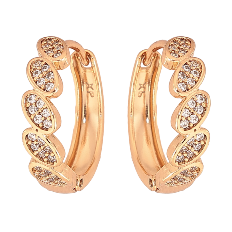 Сережки Xuping колір Позолота 18К колечка "Візерунок з кристалами" фото №1