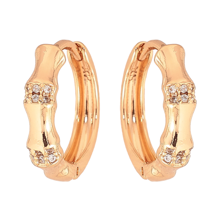 Серьги Xuping цвет Позолота 18К колечки "Узор с кристаллами" фото №18