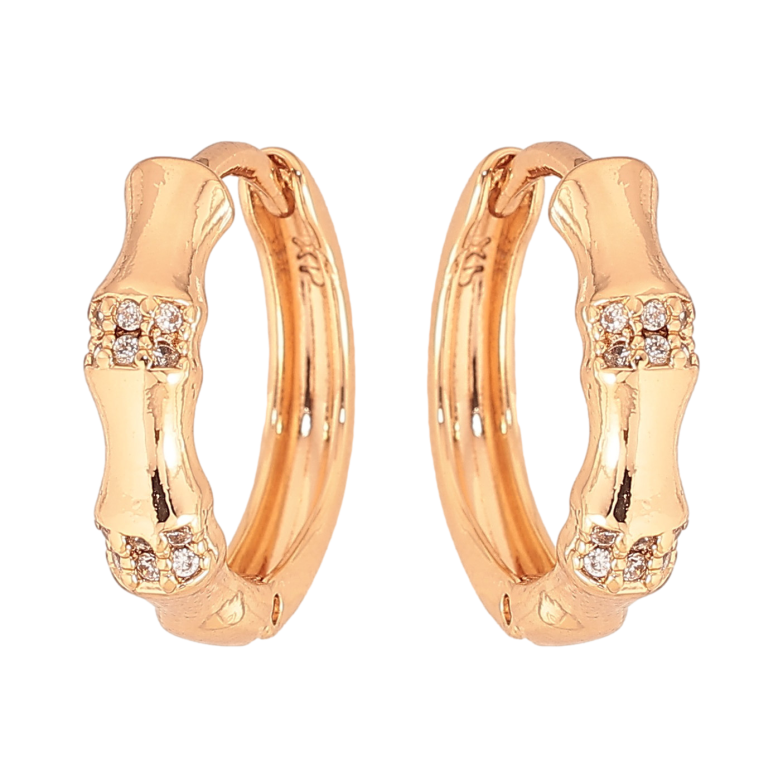 Серьги Xuping цвет Позолота 18К колечки "Узор с кристаллами" фото №1