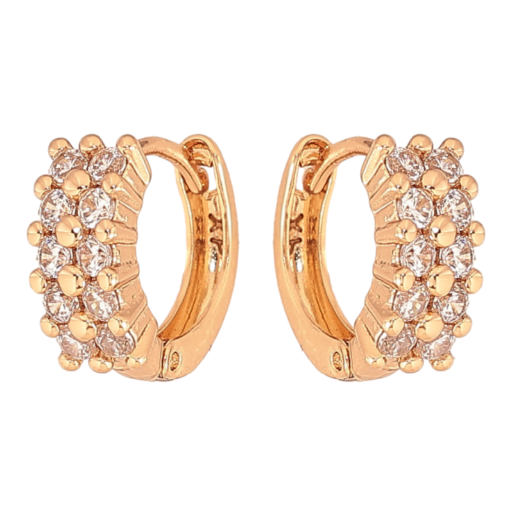 Серьги Xuping цвет Позолота 18К колечки "Узор с кристаллами" фото №16