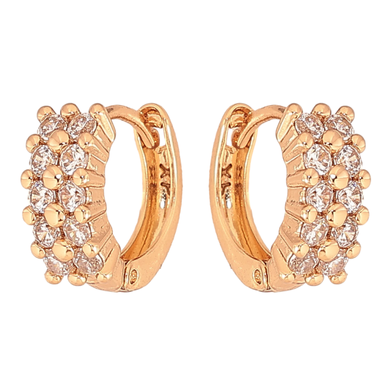 Серьги Xuping цвет Позолота 18К колечки "Узор с кристаллами" фото №1