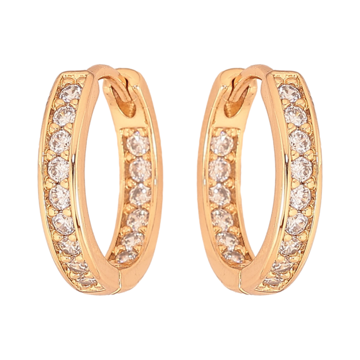 Серьги Xuping цвет Позолота 18К колечки "Узор с кристаллами" фото №17