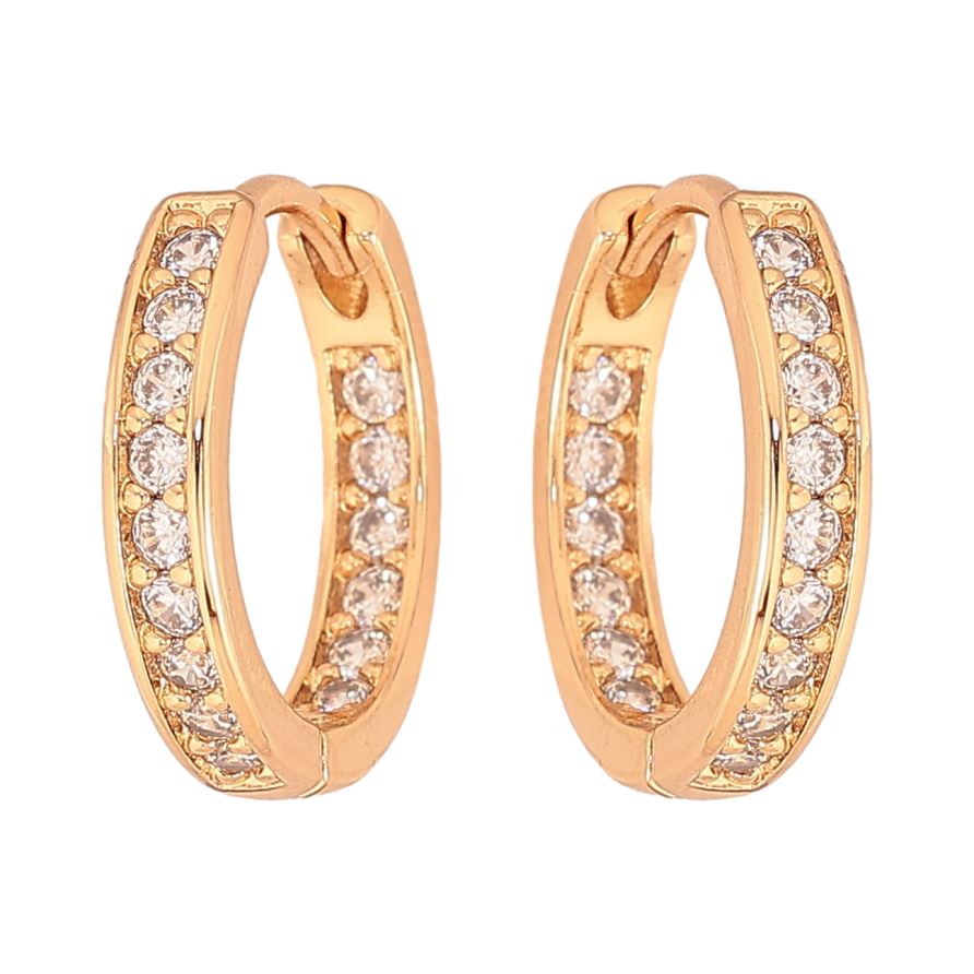 Серьги Xuping цвет Позолота 18К колечки "Узор с кристаллами" фото №1 Серьги Xuping цвет Позолота 18К колечки "Узор с кристаллами" фото №1