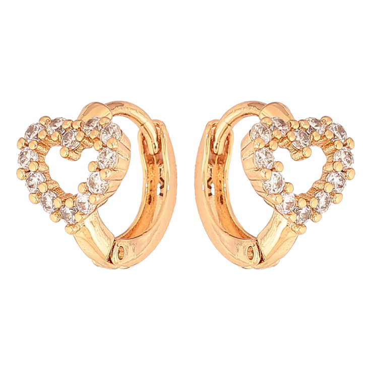 Серьги Xuping цвет Позолота 18К колечки "Сердечки с кристаллами" фото №12
