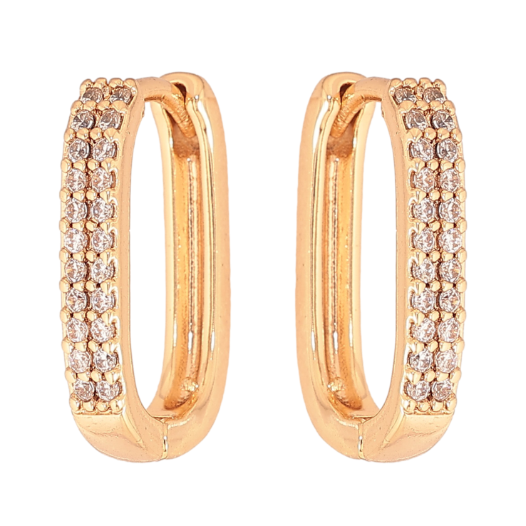 Серьги Xuping цвет Позолота 18К колечки "Узор с инкрустацией кристаллами" фото №16