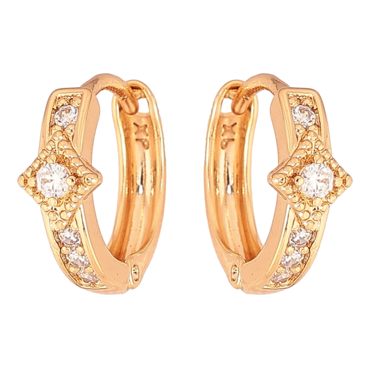 Серьги Xuping цвет Позолота 18К колечки "Узор с кристаллами" фото №5