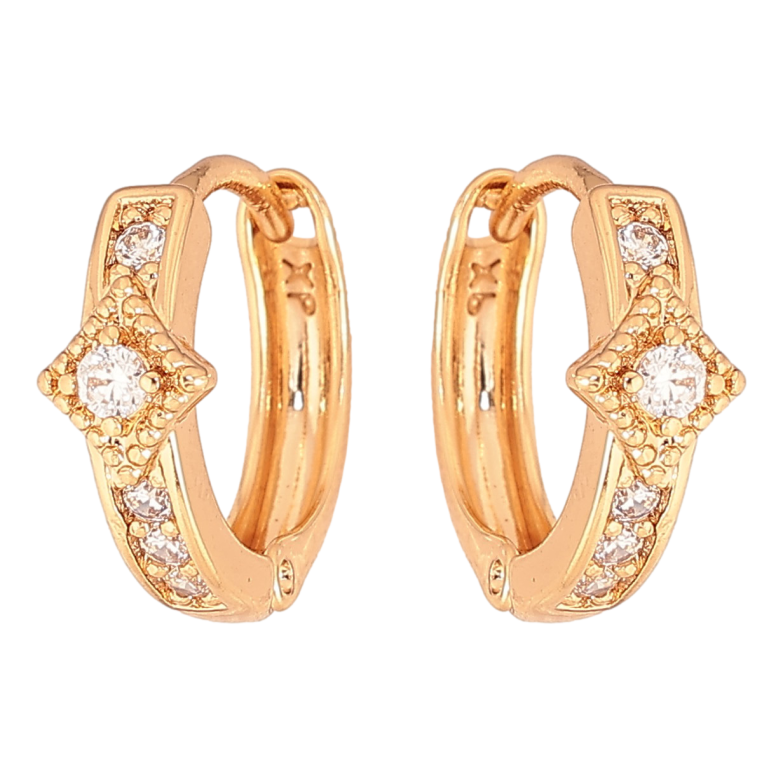 Серьги Xuping цвет Позолота 18К колечки "Узор с кристаллами" фото №1