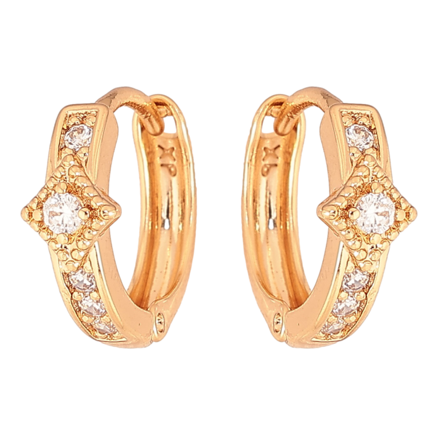 Серьги Xuping цвет Позолота 18К колечки "Узор с кристаллами" фото №1