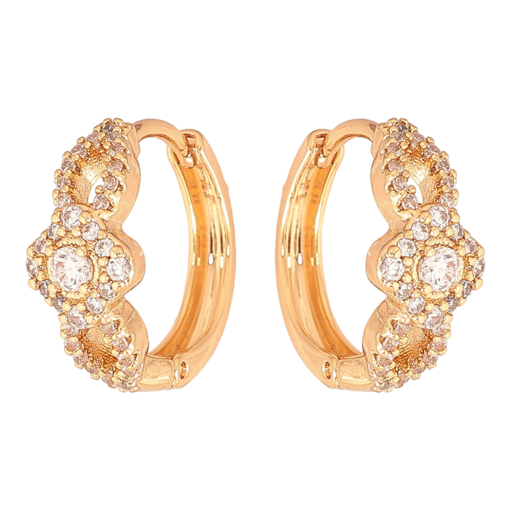 Серьги Xuping цвет Позолота 18К колечки "Узор с кристаллами" фото №14