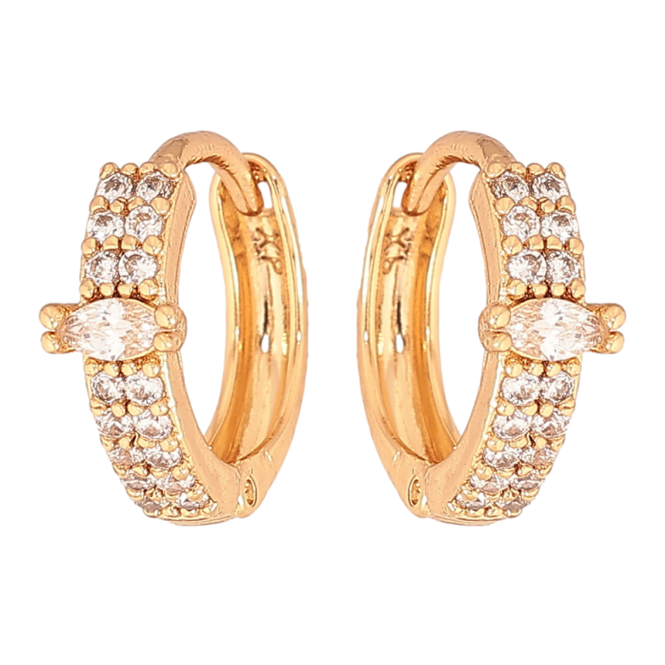 Серьги Xuping цвет Позолота 18К колечки "Узор с кристаллами" фото №12