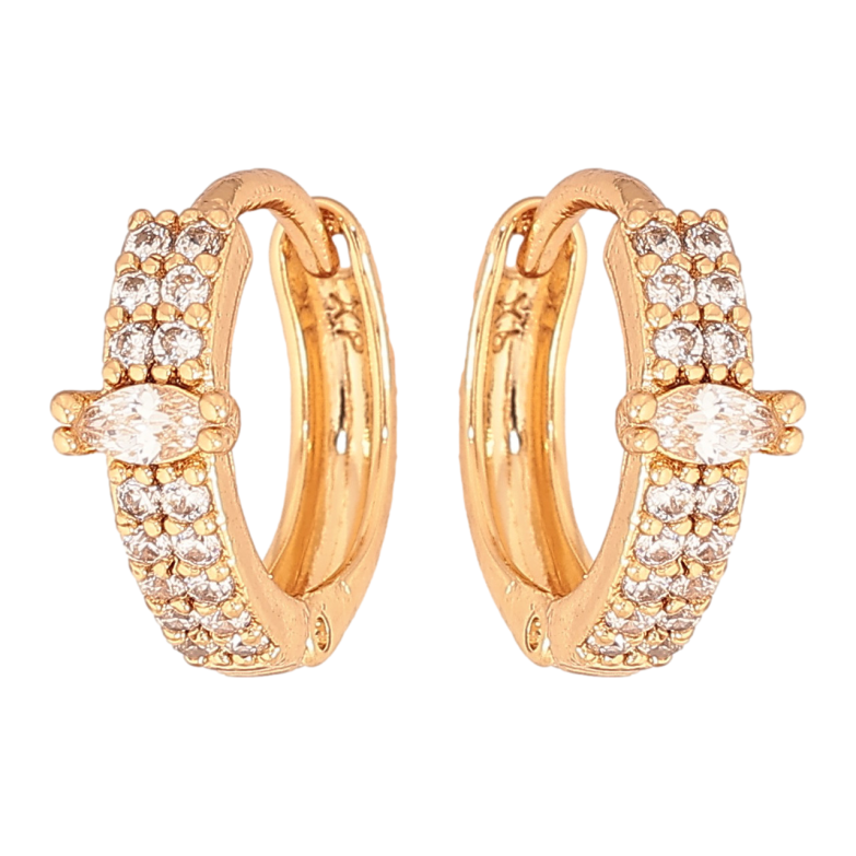 Серьги Xuping цвет Позолота 18К колечки "Узор с кристаллами" фото №19