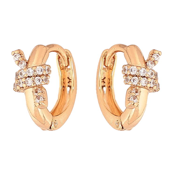 Сережки Xuping колір Позолота 18К колечка "Візерунок вузлики з кристалами" фото №22