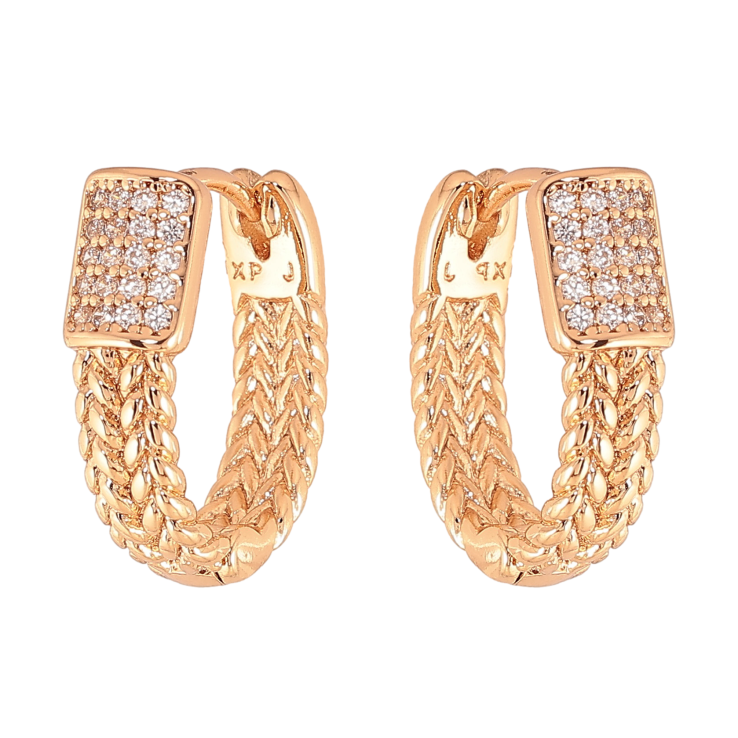 Сережки Xuping колір Позолота 18К колечка "Візерунок з кристалами" фото №16