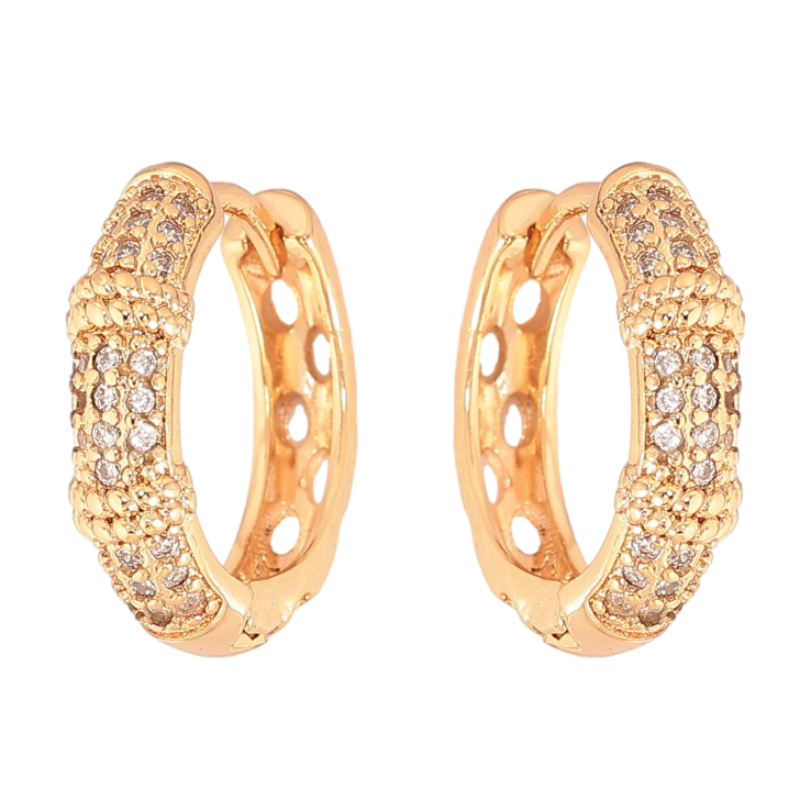 Сережки Xuping колір Позолота 18К колечка "Візерунок з кристалами" фото №13