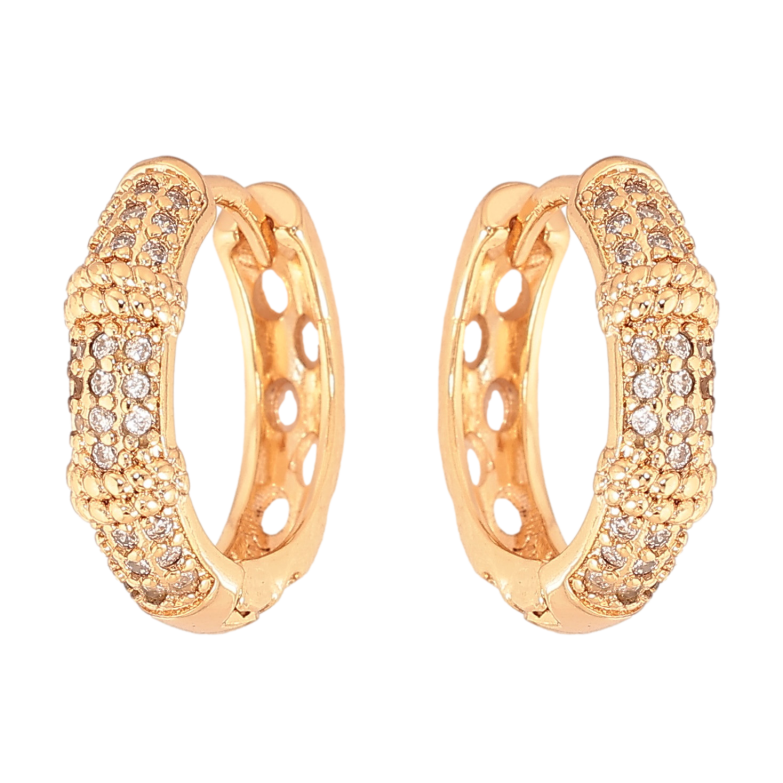 Серьги Xuping цвет Позолота 18К колечки "Узор с кристаллами" фото №23