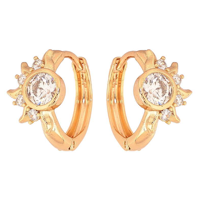 Серьги Xuping цвет Позолота 18К колечки "Узор с кристаллами" фото №1