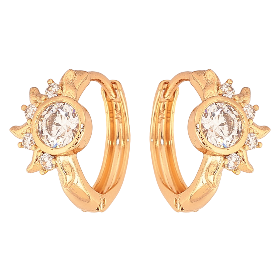 Серьги Xuping цвет Позолота 18К колечки "Узор с кристаллами" фото №1