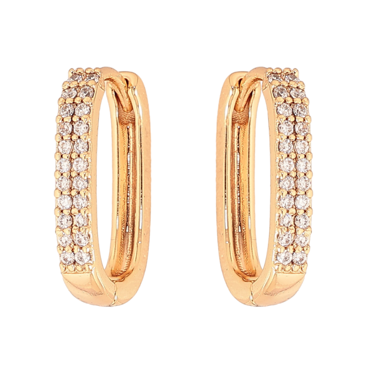 Серьги Xuping цвет Позолота 18К колечки "Узор с кристаллами" фото №8