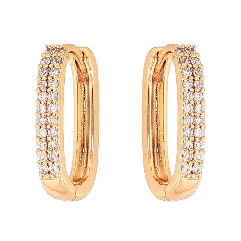 Серьги Xuping цвет Позолота 18К колечки "Узор с кристаллами" фото №1