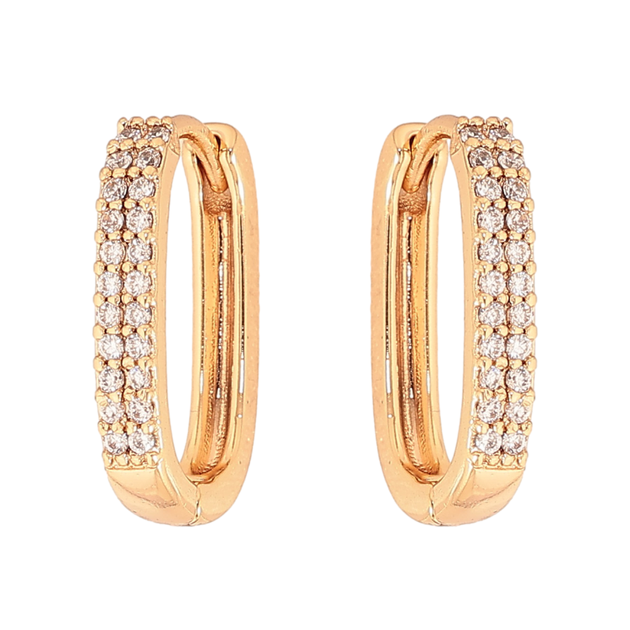 Серьги Xuping цвет Позолота 18К колечки "Узор с кристаллами" фото №1