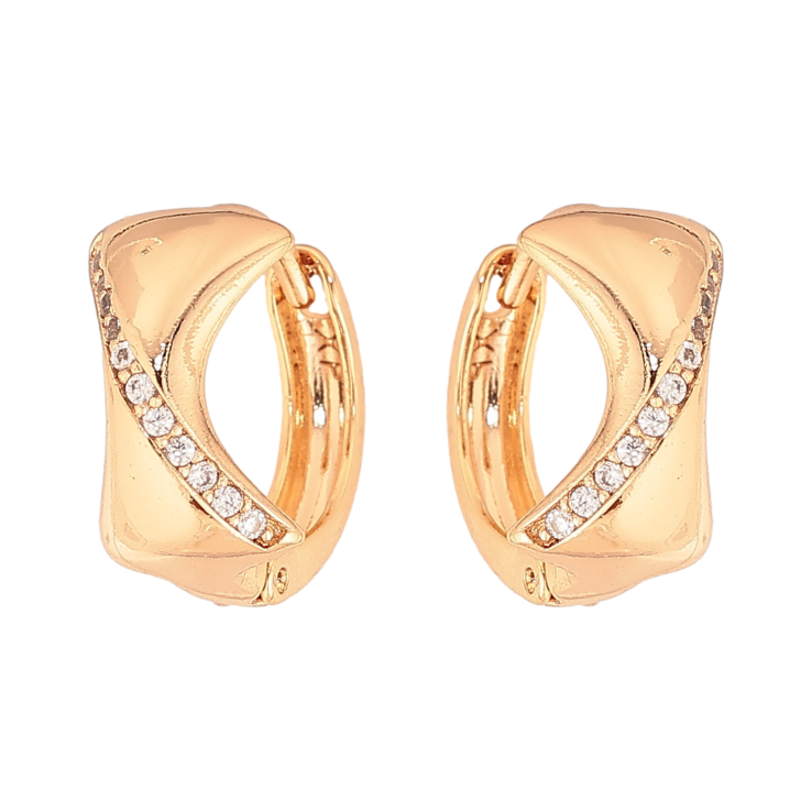 Серьги Xuping цвет Позолота 18К колечки "Узор с кристаллами" фото №4