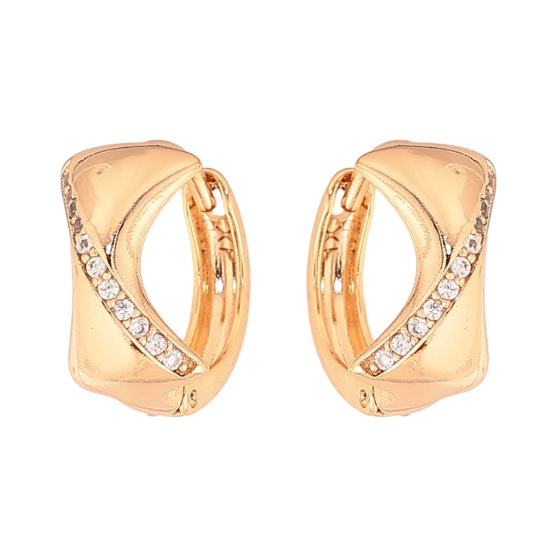 Серьги Xuping цвет Позолота 18К колечки "Узор с кристаллами" фото №1