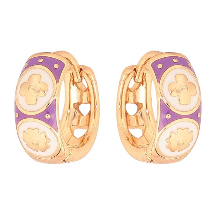 Сережки Xuping колір Позолота 18К колечка "Квітковий візерунок з кольоровою емаллю" фото №17