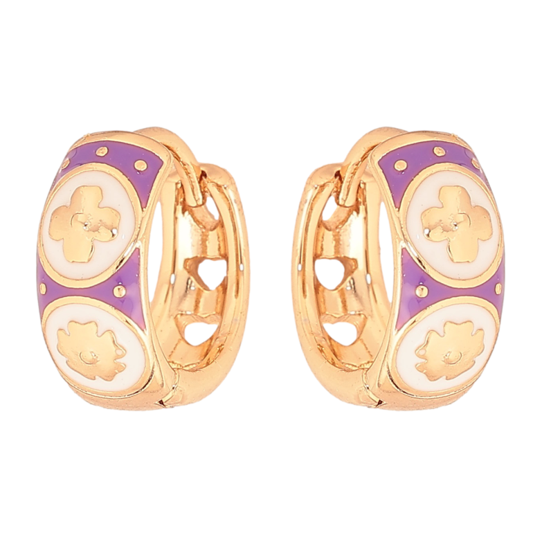 Сережки Xuping колір Позолота 18К колечка "Квітковий візерунок з кольоровою емаллю" фото №1