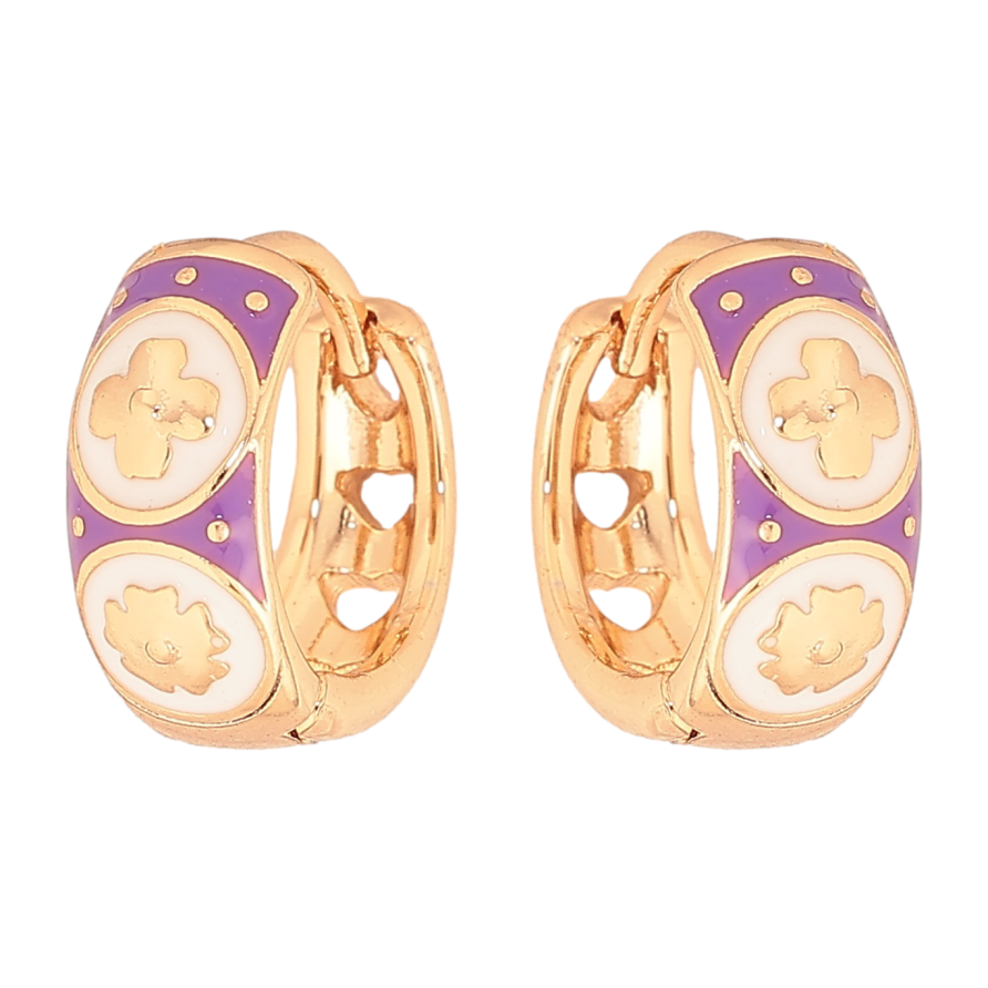 Сережки Xuping колір Позолота 18К колечка "Квітковий візерунок з кольоровою емаллю" фото №1