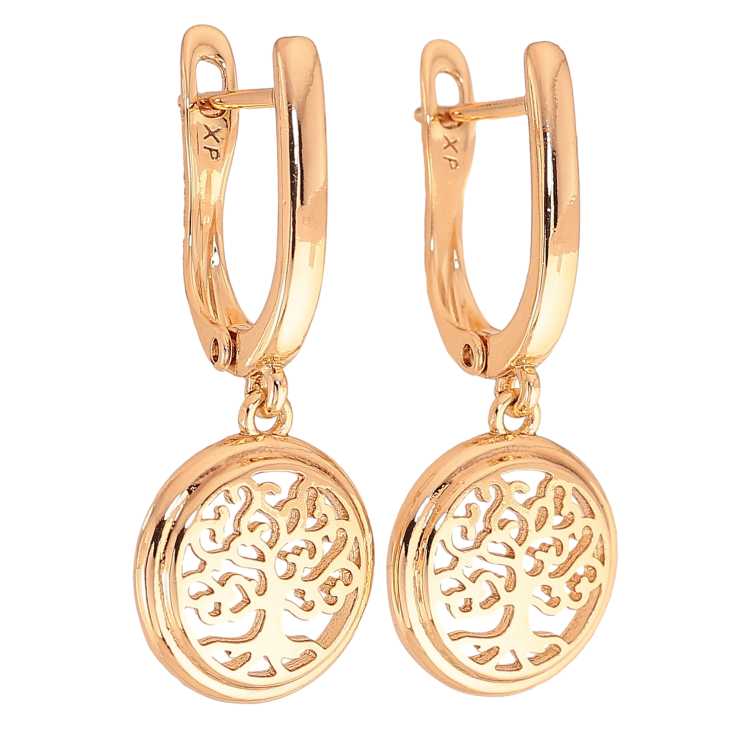 Серьги Xuping цвет Позолота 18К английский замок "Древо жизни" фото №16